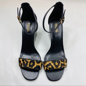 Michael Kors Womens Fiona Wedge Sandals Stacked Ankle Strap Brown Size 6.5 M